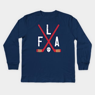 FLA Retro Sticks - Navy Kids Long Sleeve T-Shirt